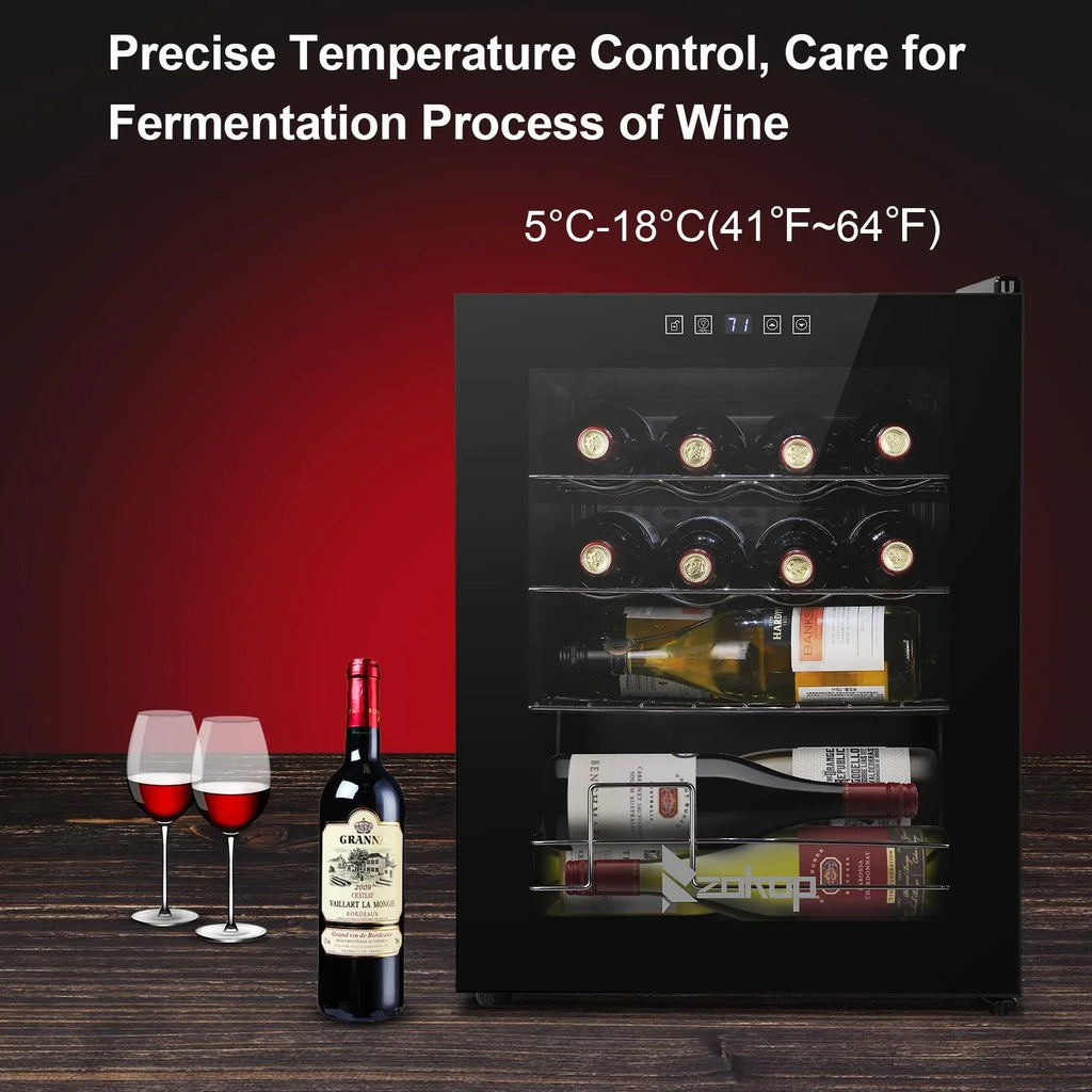 Zimtown 16 Bottle Compressor Wine Cooler Refrigerator, Black - Digital Temperature Control With Lock