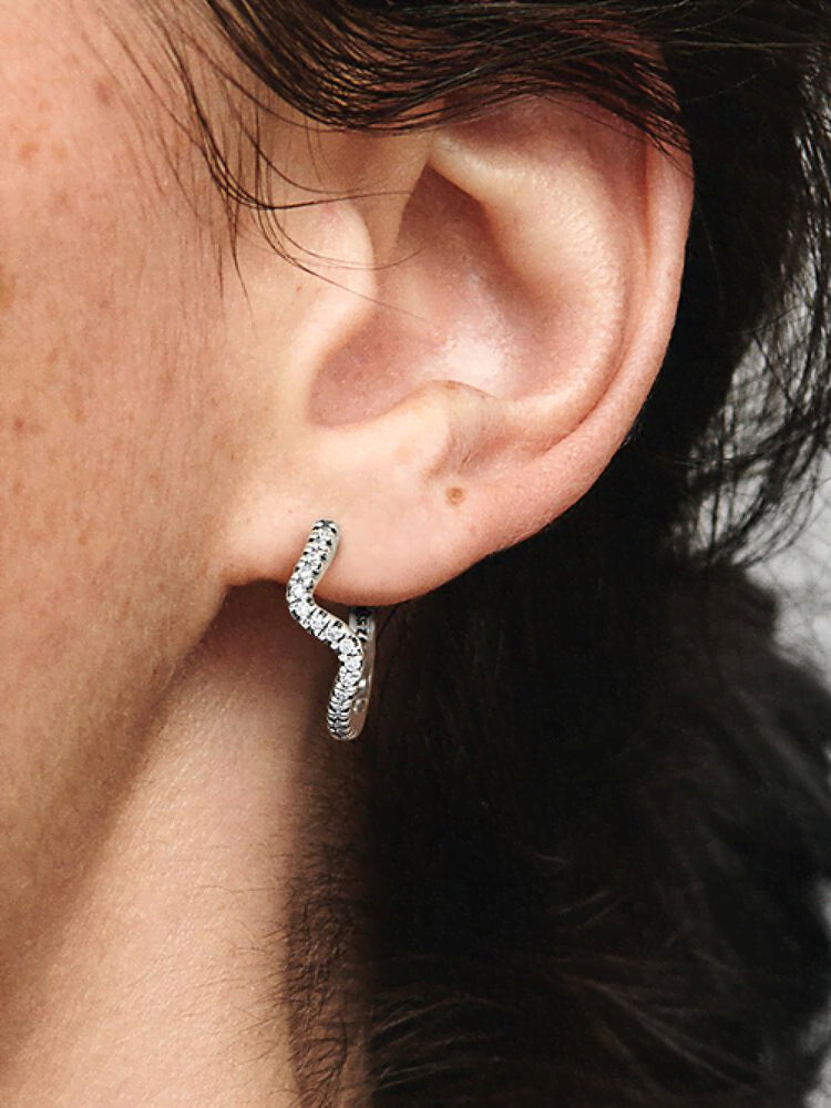 Sparkling Wave Hoop Earrings