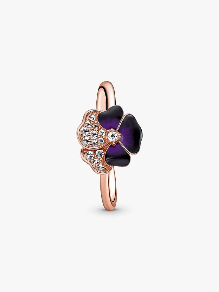 FINAL SALE - Deep Purple Pansy Flower Ring
