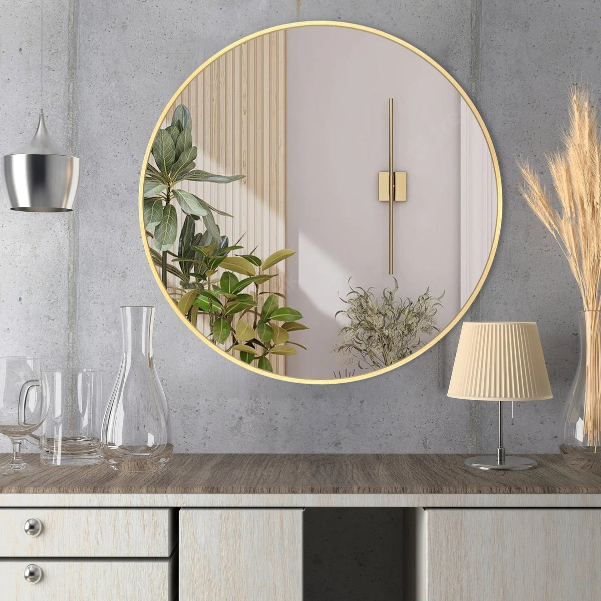 Round Bathroom Vanity Mirror, 24x24 / 36x36, Black, Brushed Gold or Silver