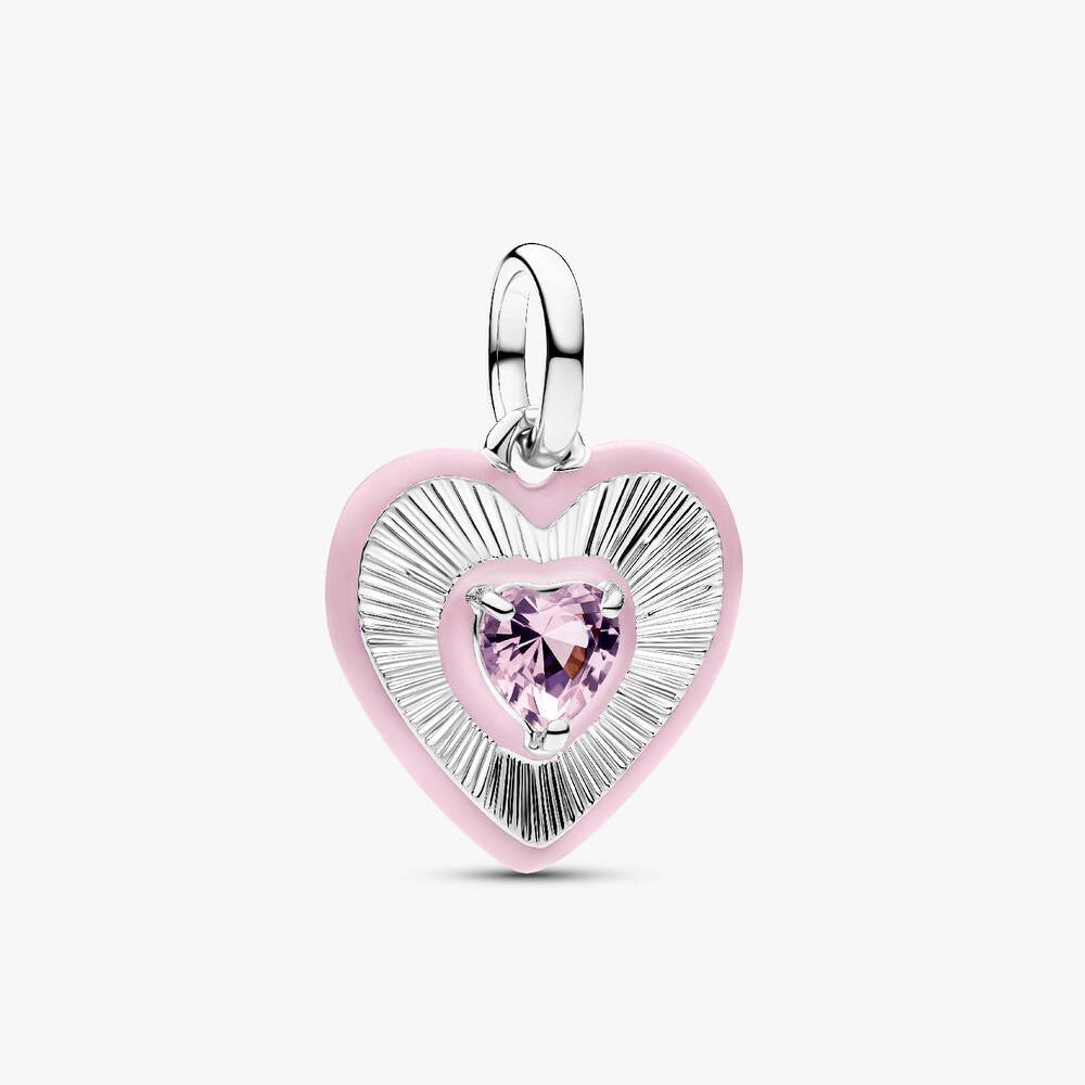 Radiating Pink Heart Medallion Charm