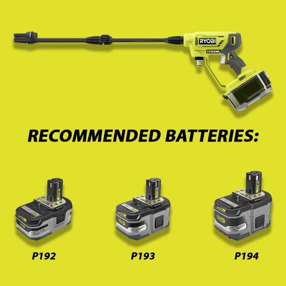Ryobi ONE+ 18V EZClean Cordless Cold Water Power Cleaner, 320 PSI 0.8 GPM - RY120350