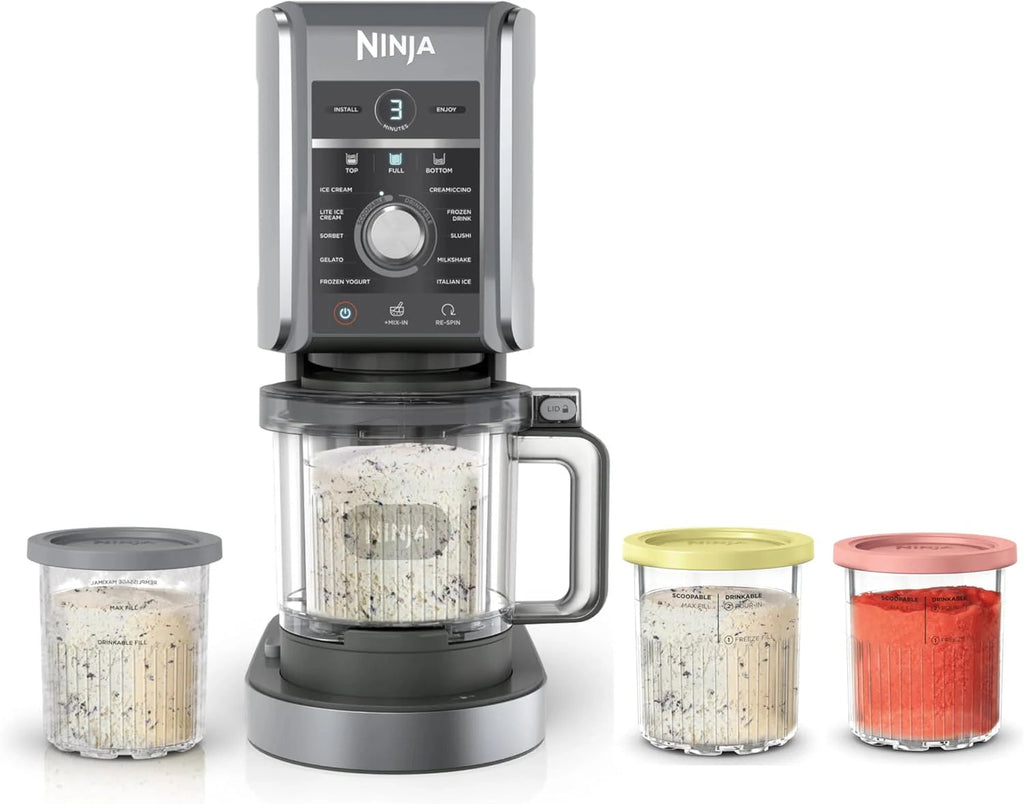 7-in-1 Ice Cream Maker With 2 Pint Containers And Lids - Silver