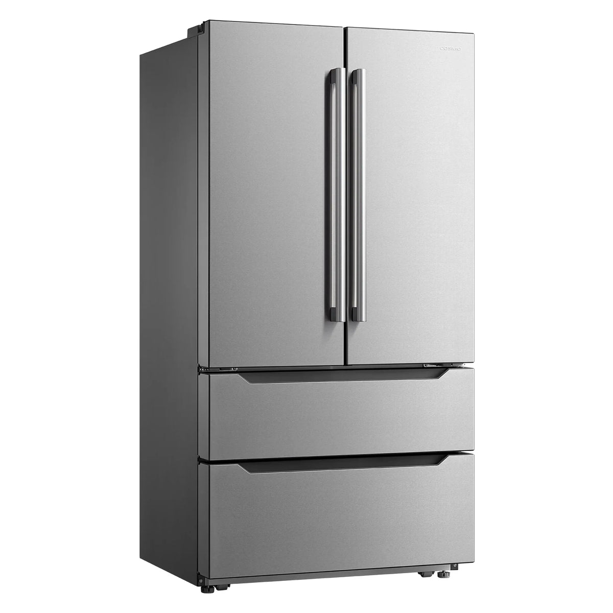Cosmo 4-Piece Kitchen Appliance Package - 30 in Gas Range, Wall Mount Range Hood, 24 in Built-In Dishwasher, French Door Refrigerator