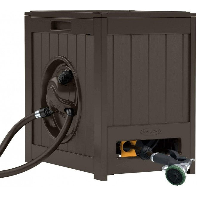 Water-Powered Auto-Rewind Garden Hose Reel, Java, 125-Foot, 2-Pack