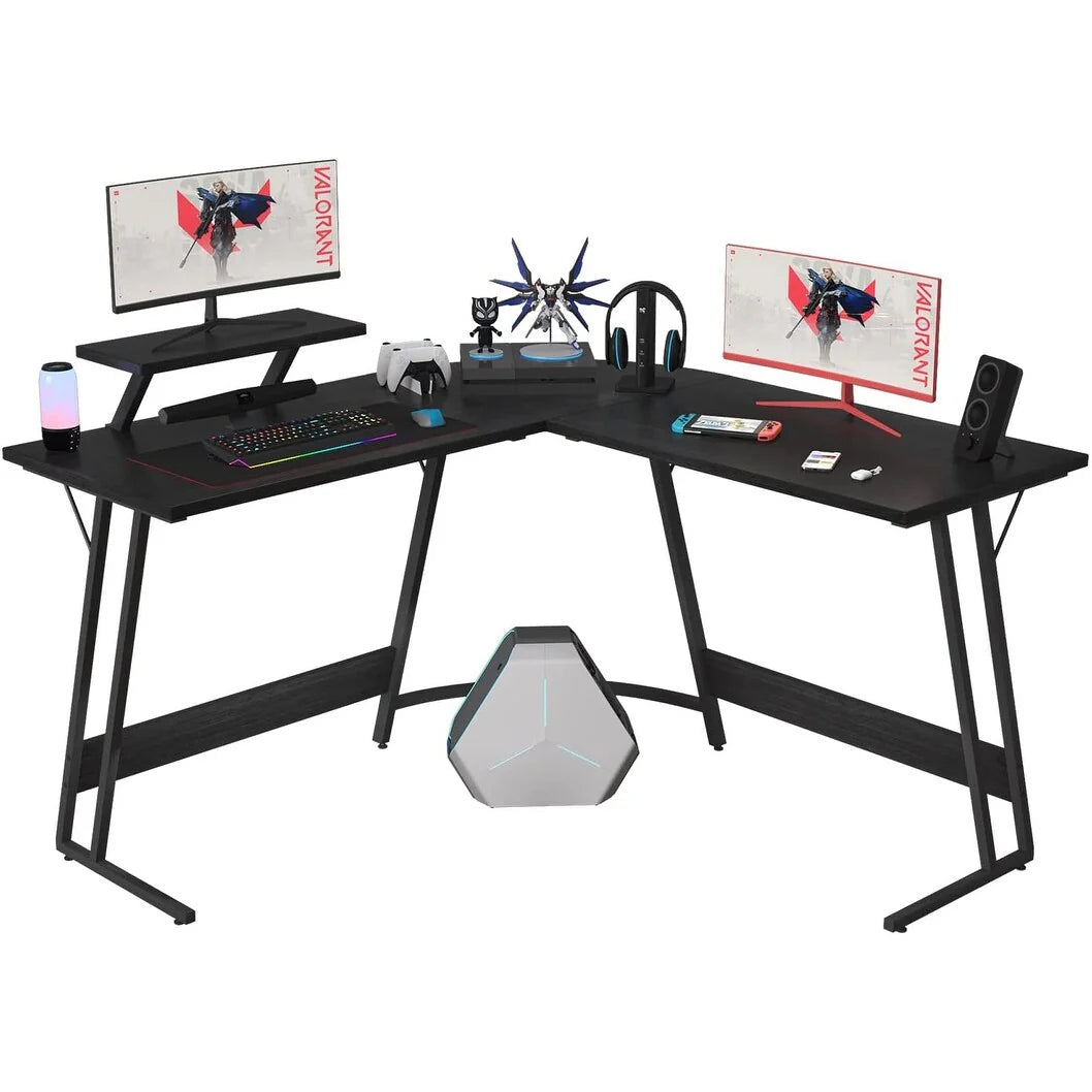L-Shaped Gaming Computer Desk With Removable Monitor Stand, 51.3 in x 19.8 in x 29 in