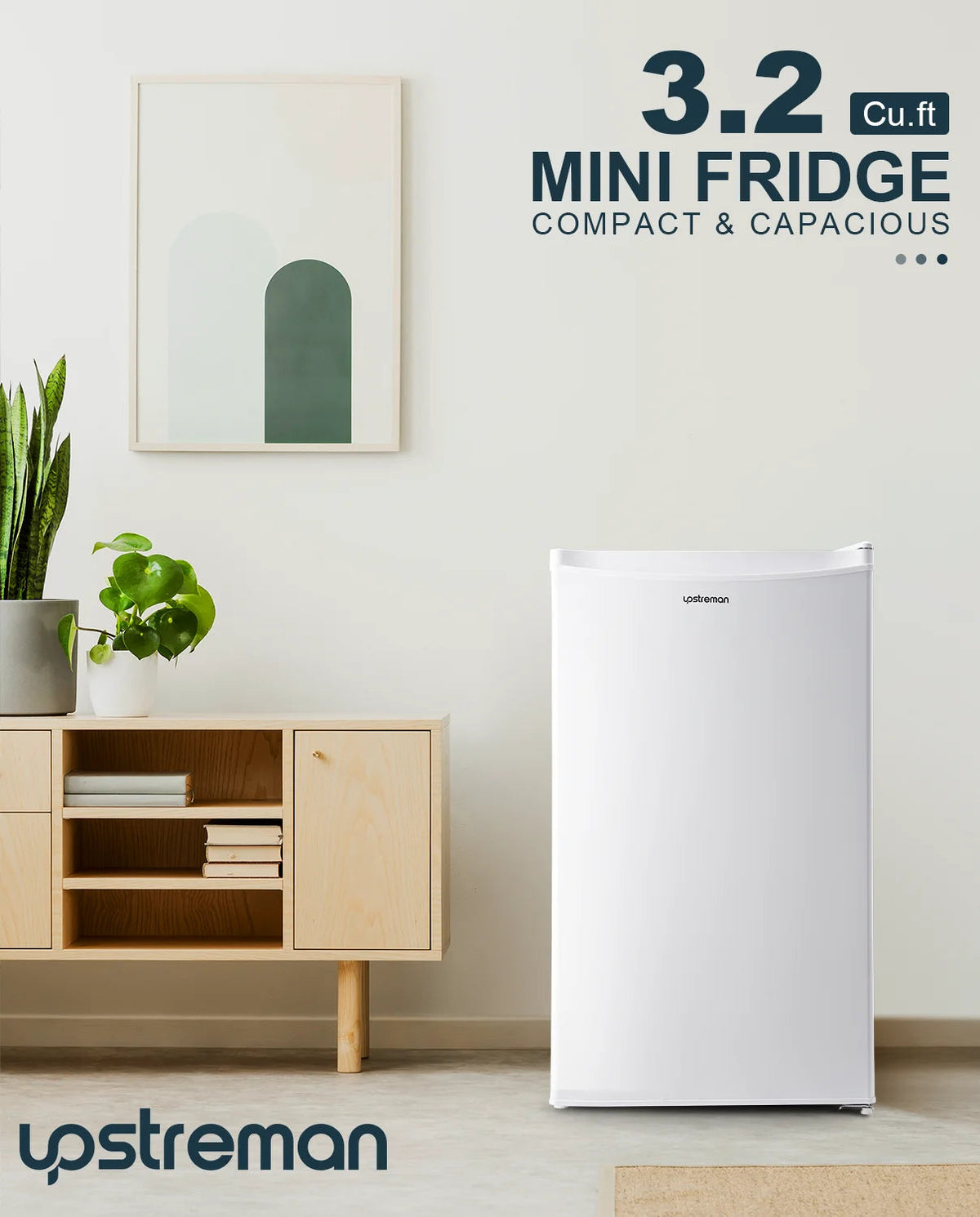 Upstreman 3.2 Cu.Ft. Single Door Mini Refrigerator With Freezer - BR321