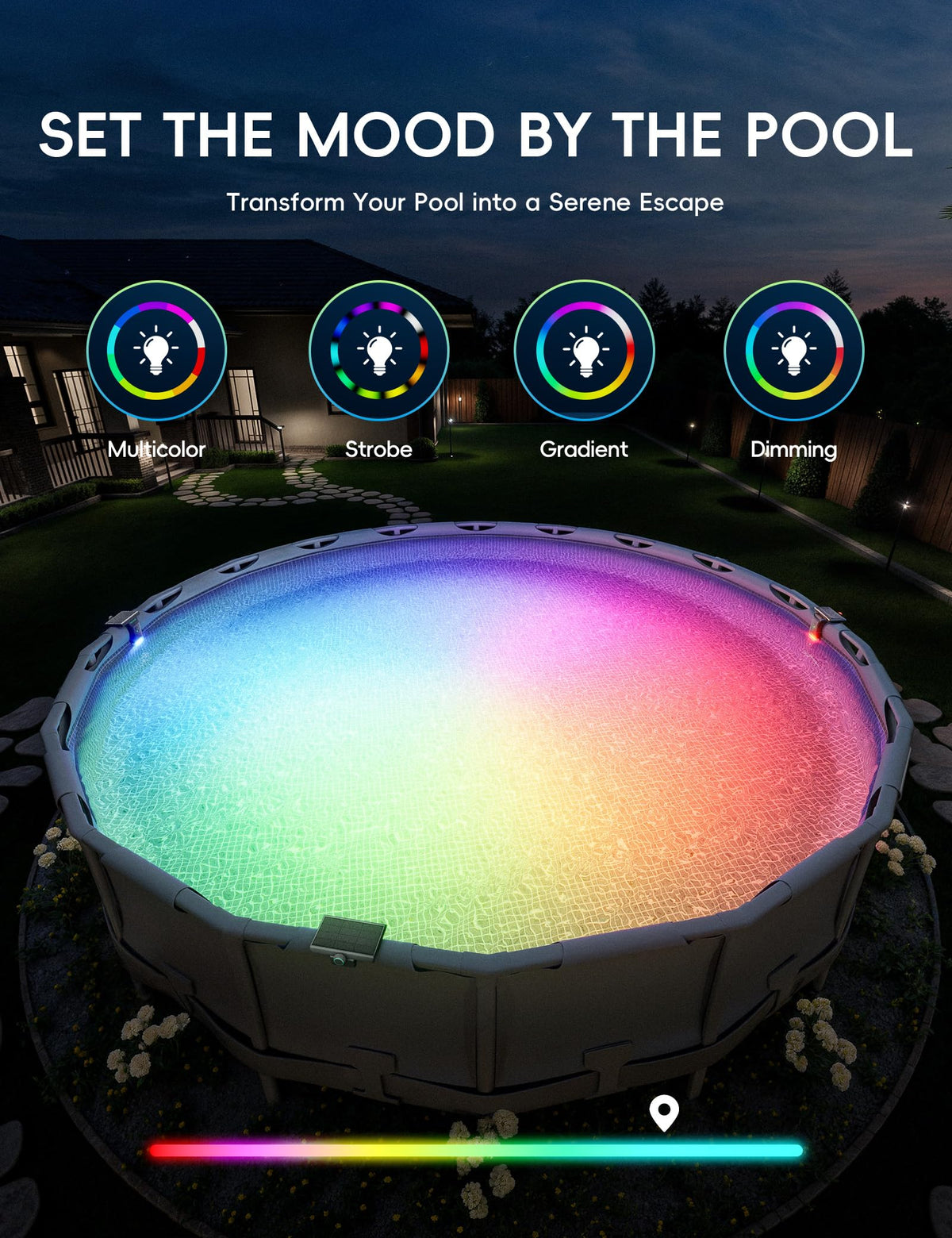 Solar LED Pool Light - 42 LEDs, 10 Color Options