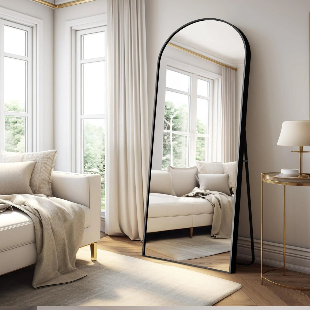 Arched Full-Length Floor Mirror - Standing And Wall-Mounted