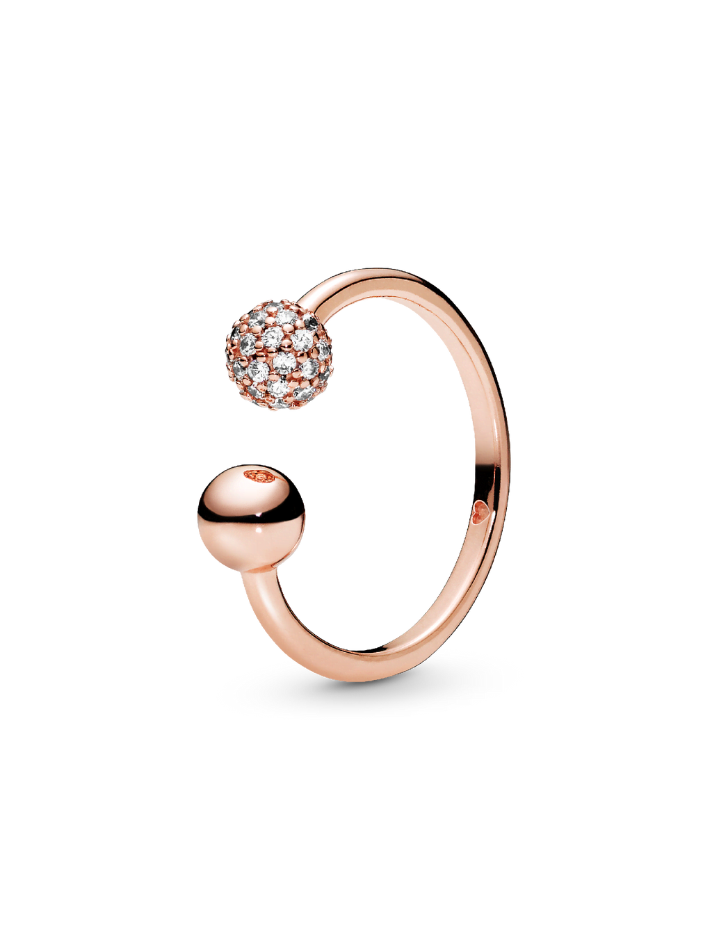 FINAL SALE - Polished & Pavé Bead Open Ring
