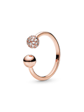 FINAL SALE - Polished & Pavé Bead Open Ring
