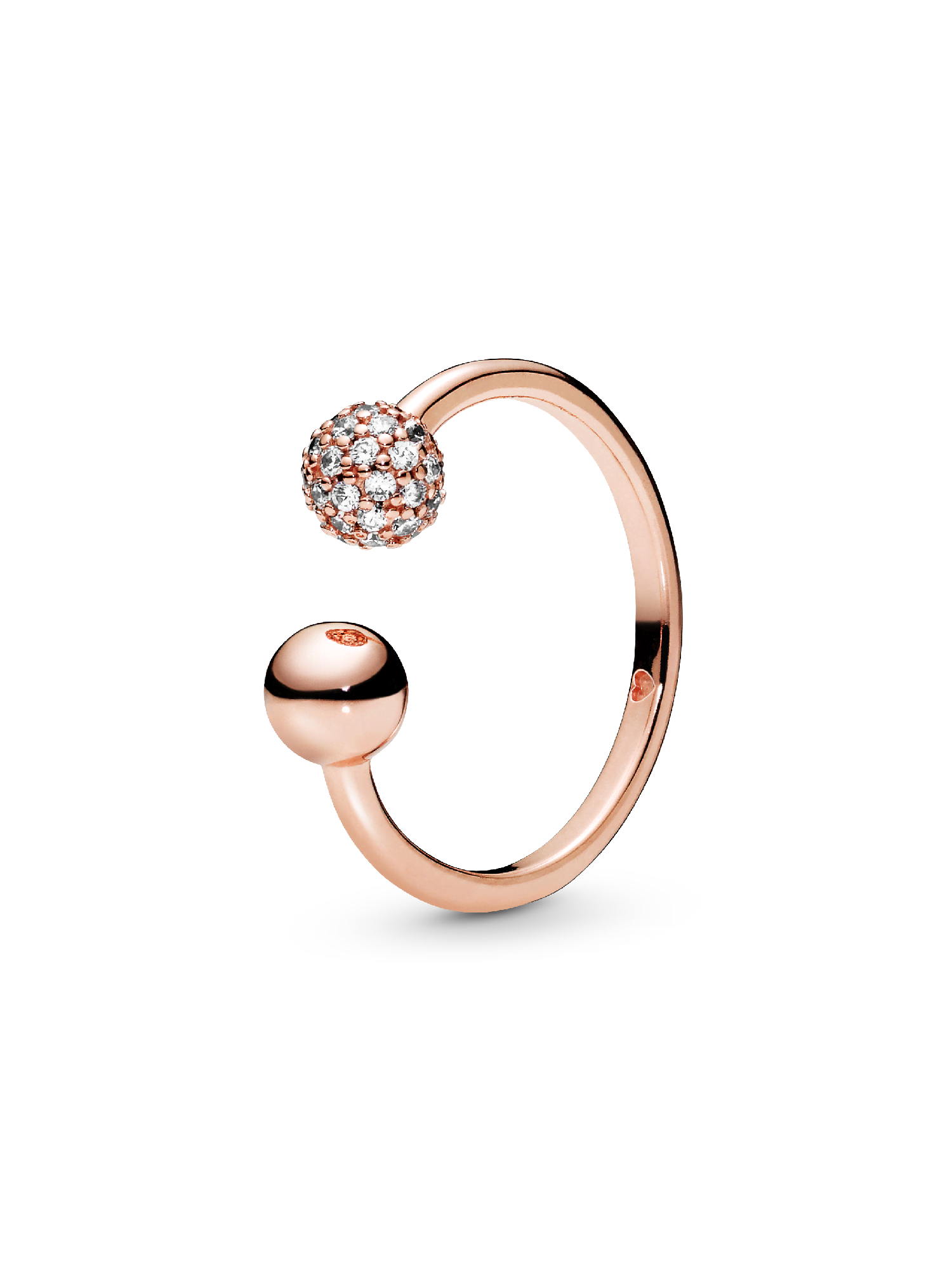 FINAL SALE - Polished & Pavé Bead Open Ring