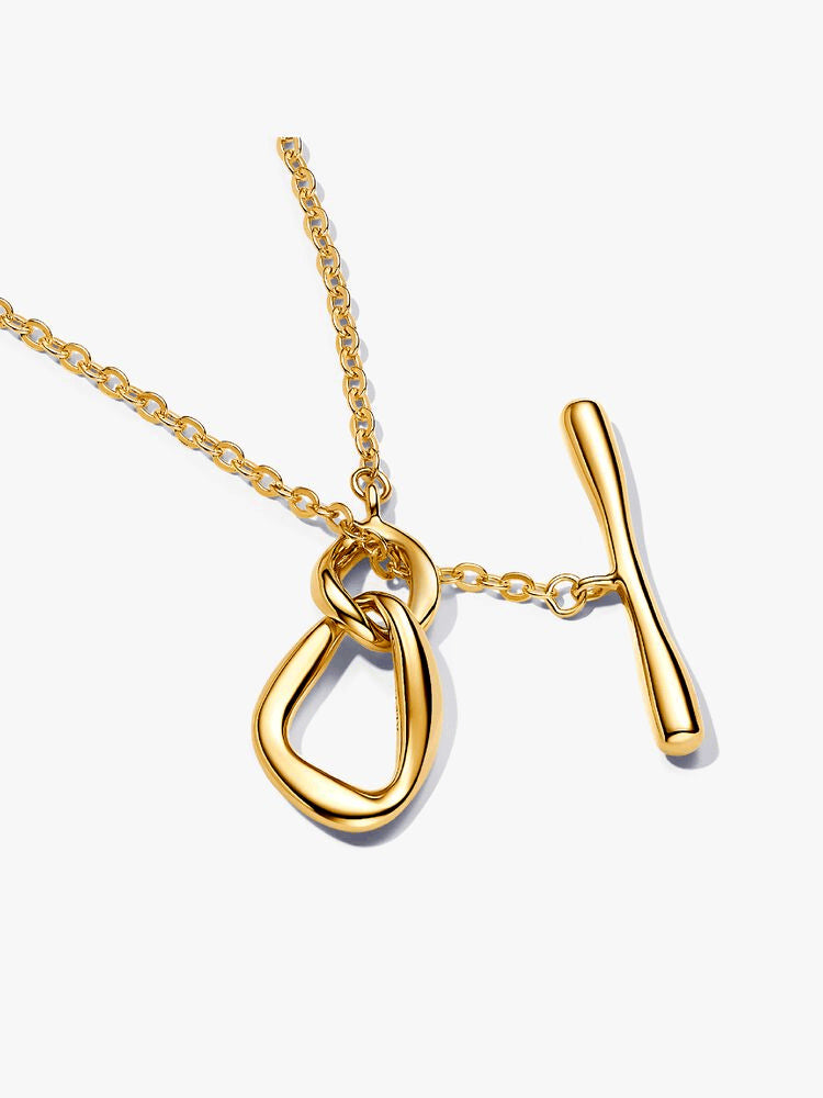 Organically Shaped Circles T-bar Necklace