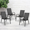 Black Outdoor Stack Chair, 4 Pack - Brazos Series