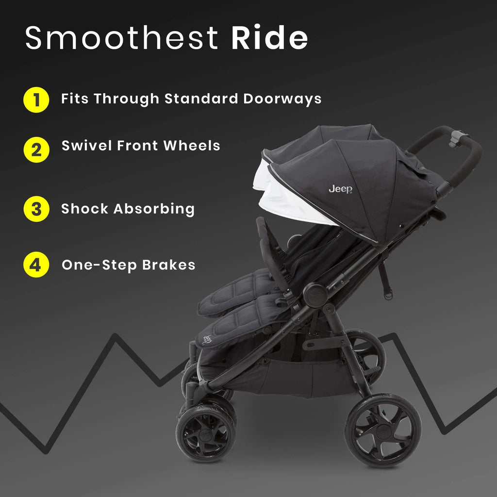 Jeep Destination Ultralight Side x Side Double Stroller, 80 Pounds Total - Destination
