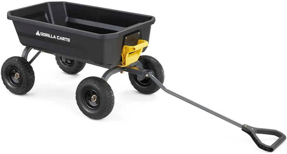 Poly Dump Garden Cart With No-Flat Tires, 7 Cubic Feet, 1200-Pound Capacity, Black - 7GCG-NF