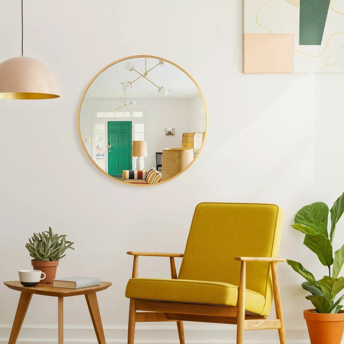 Round Aluminum Wall Mirror With Decorative Metal Frame