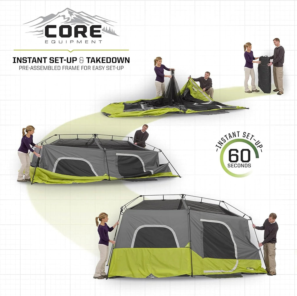 CORE 9 Person Instant Cabin Tent, 14 ft x 9 ft, Green - 40008
