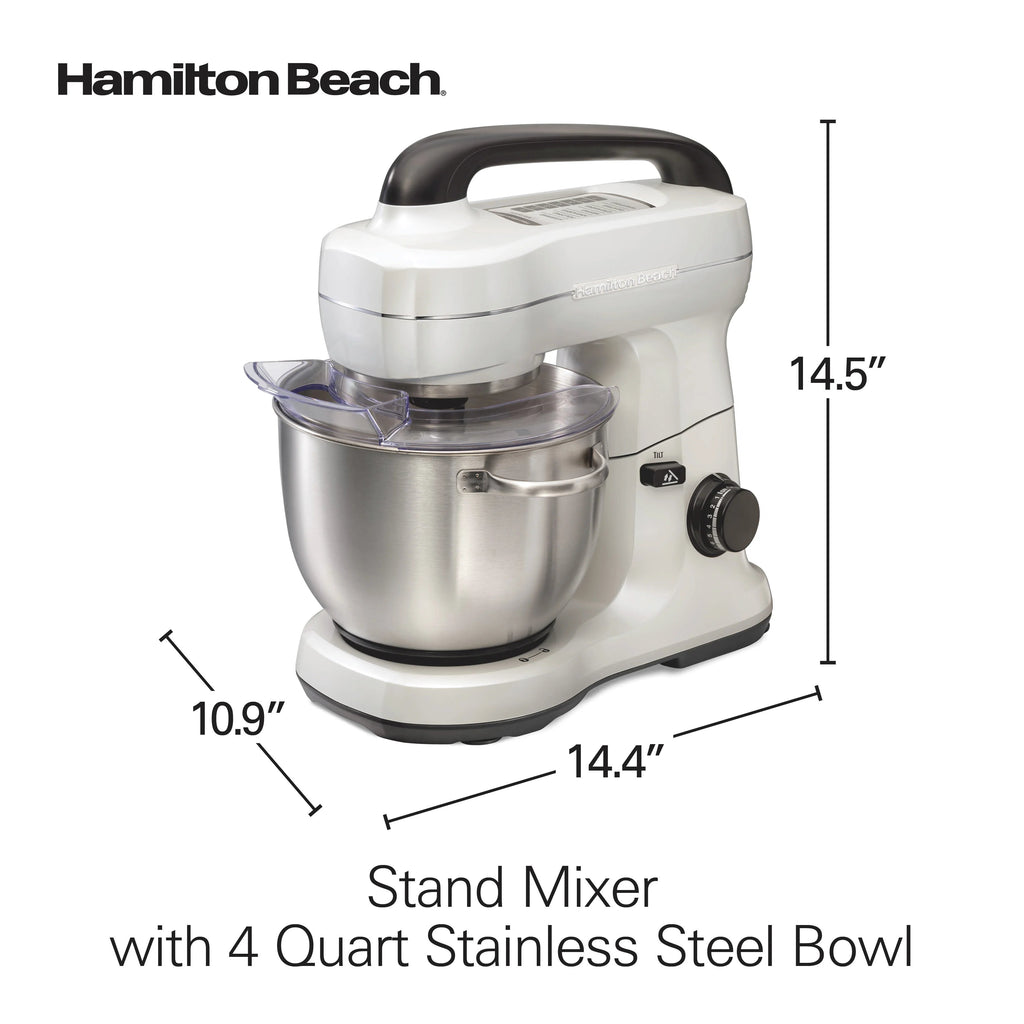 Hamilton Beach 4 Quart 7-Speed Tilt-Head Stand Mixer With Dough Hook, Whisk And Flat Beater - Black