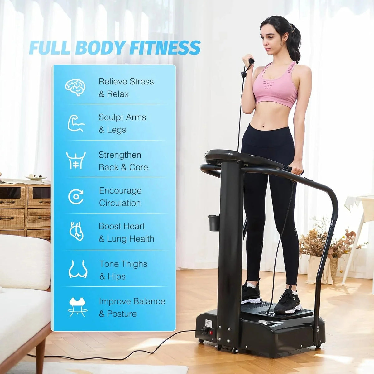 Zelus Whole Body Vibration Plate Exercise Machine, 500W, 99 Levels, 3 Preset Modes, 2 Resistance Bands, 330lb Capacity