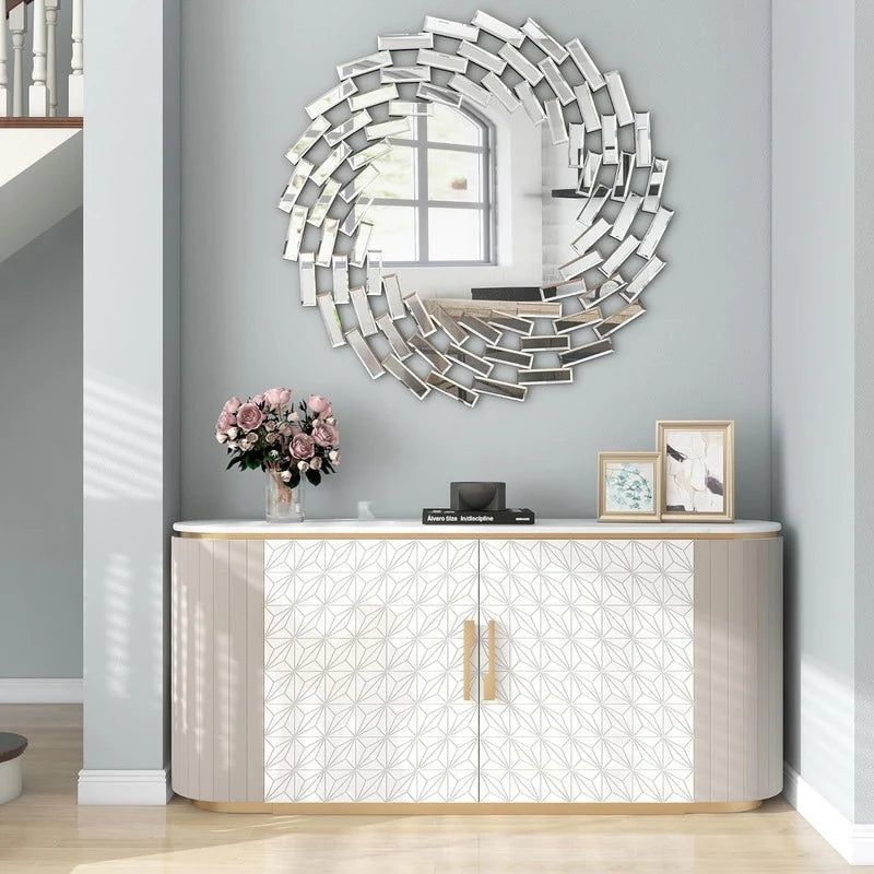 Round Spiral Sunburst Decorative Wall Mirror