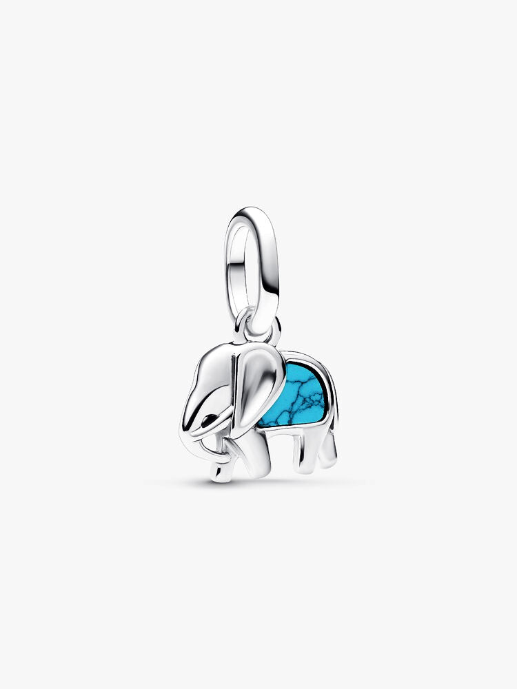 Turquoise Elephant and Heart Charm Bracelet