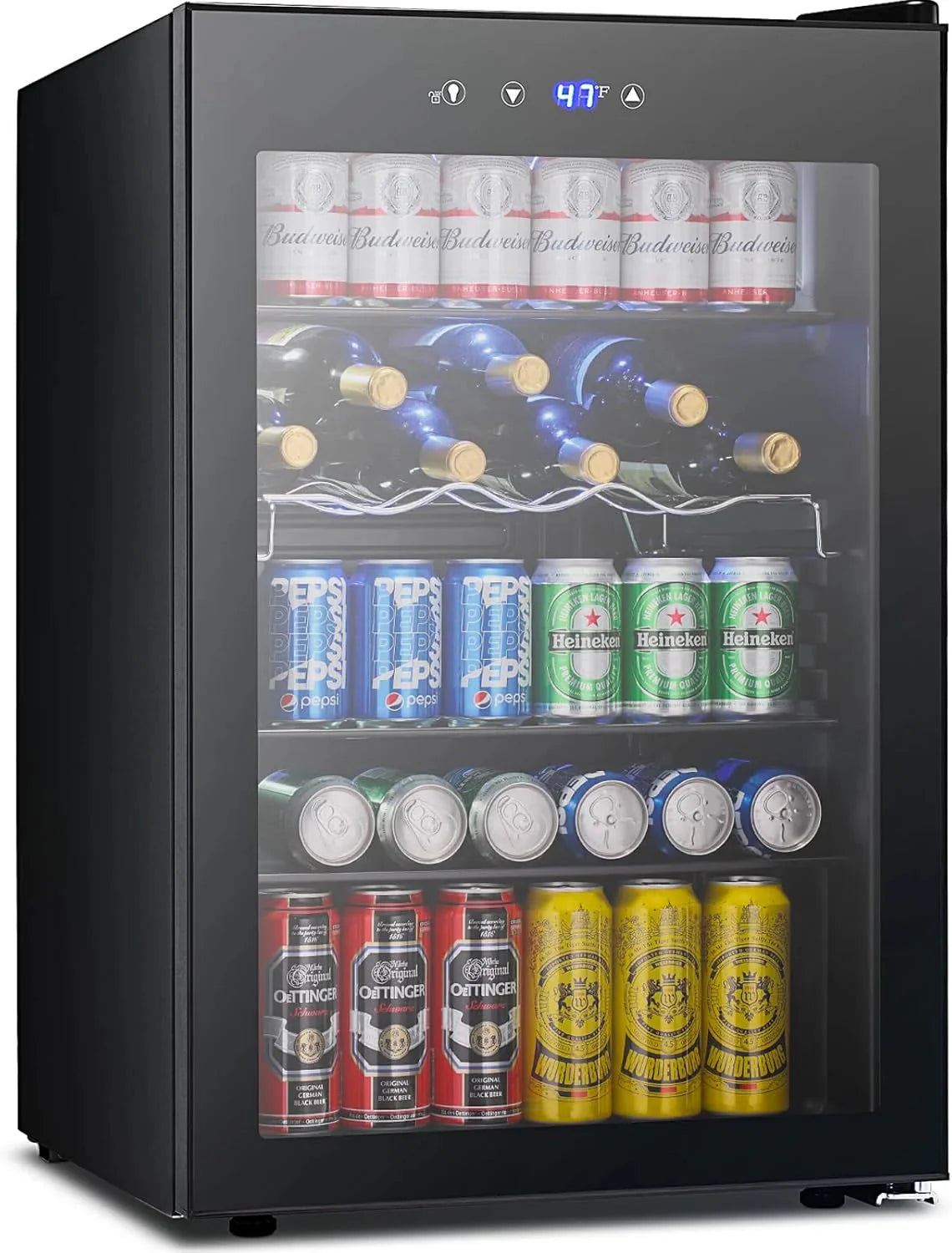 Electactic 3.2 Cu Ft 130 Can Beverage Refrigerator Cooler, Black, 19.29 x 17.32 x 30.79 inches - JC-90
