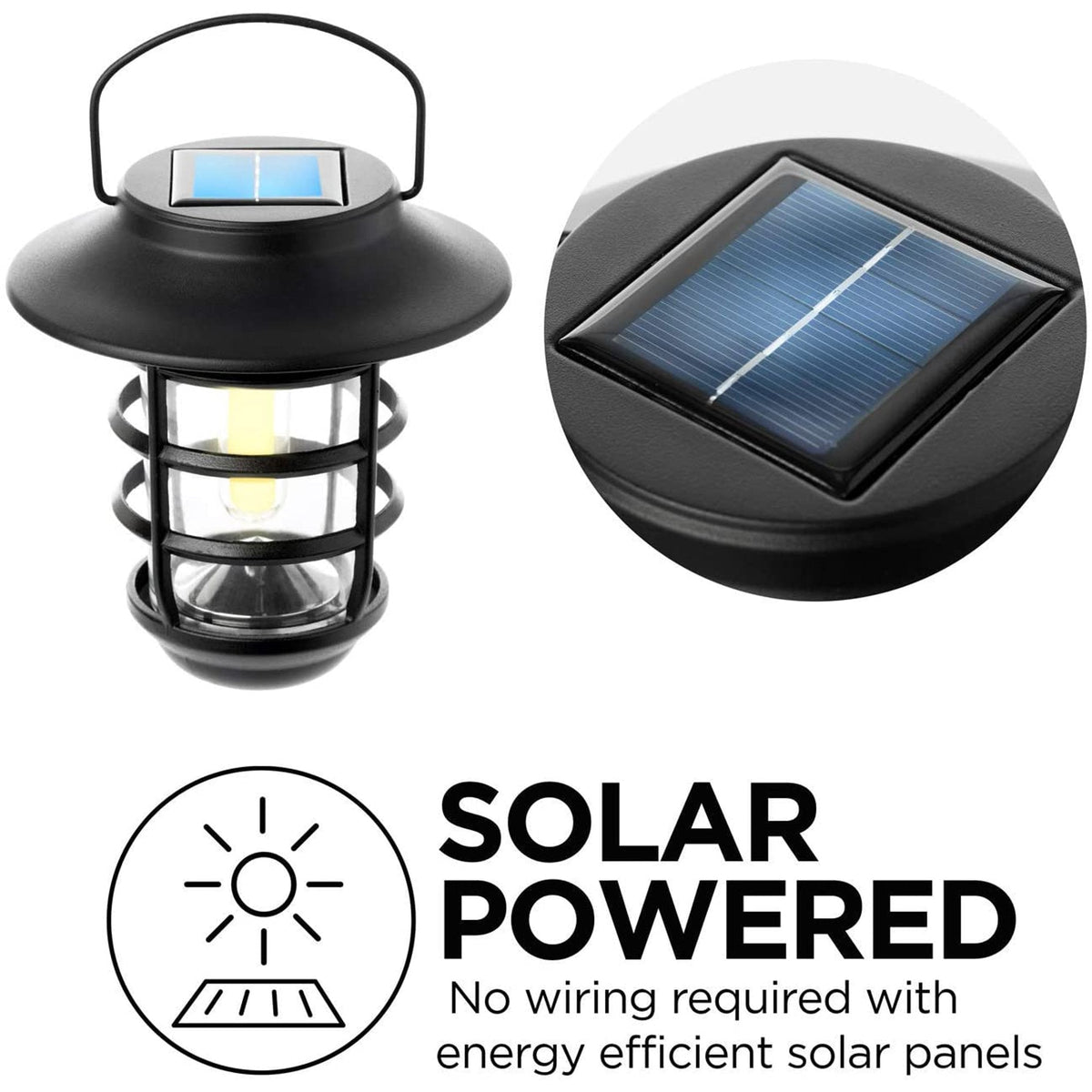 Solar Outdoor Decorative Glass Wall Lantern Light - No Wiring