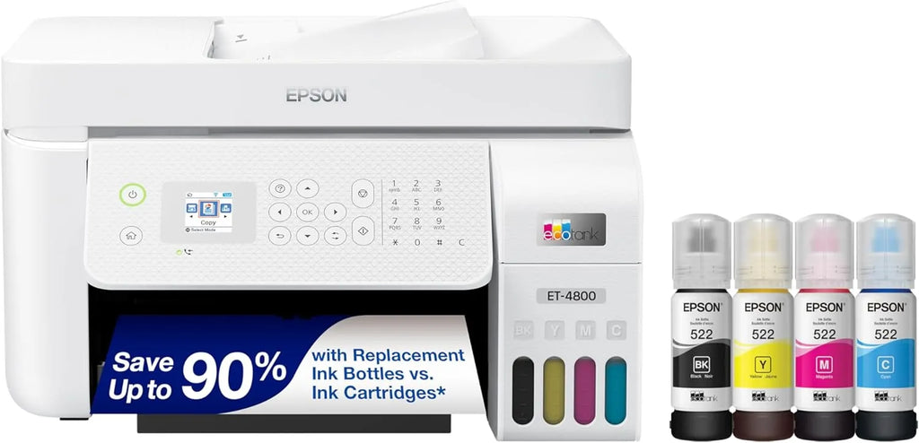 Epson EcoTank ET-4800 Wireless All-in-One Inkjet Printer, White - ET-4800