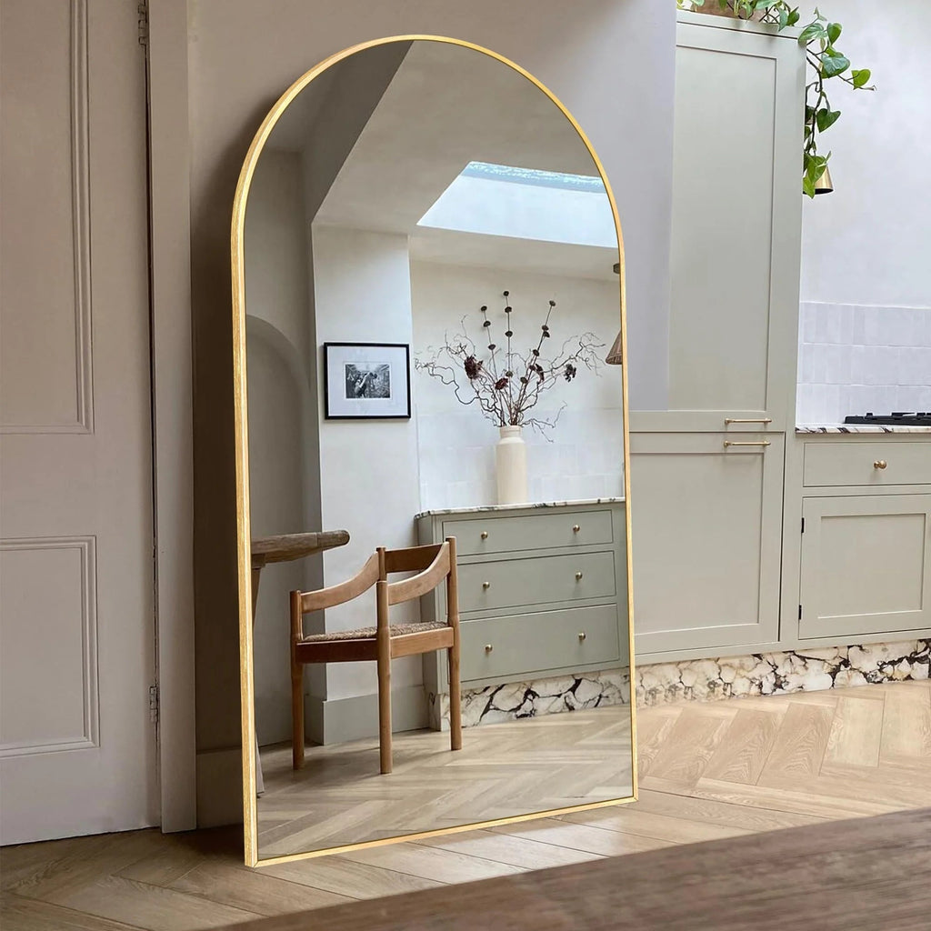 Arched Full Length Floor Mirror With Aluminum Alloy Frame - 65x22, 71x24, 71x28, 71x32