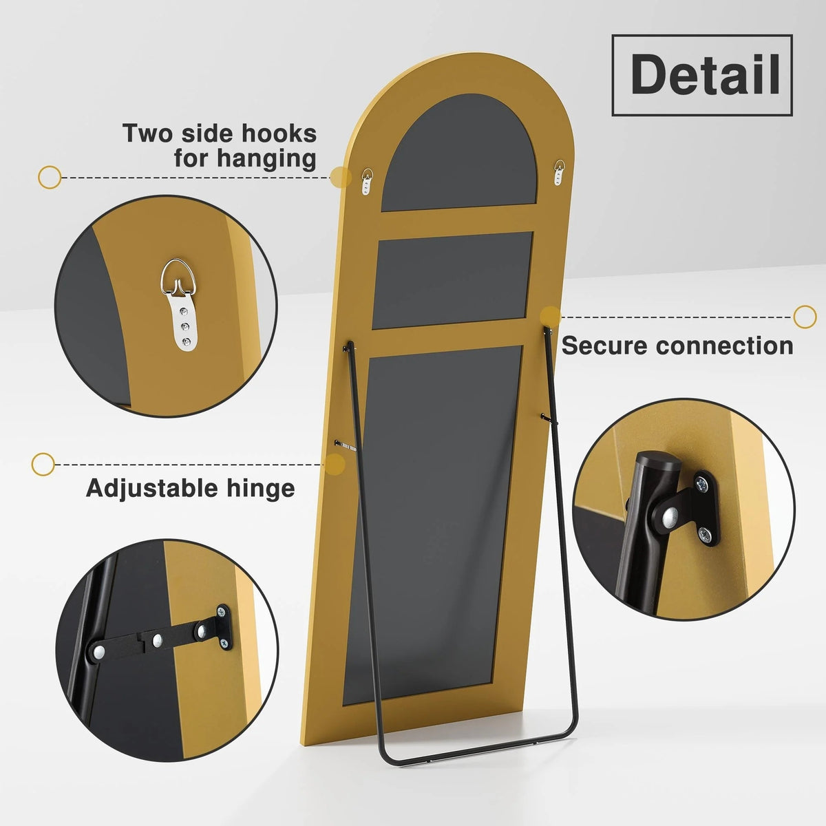 Arched Full-Length Floor Mirror - Standing And Wall-Mounted