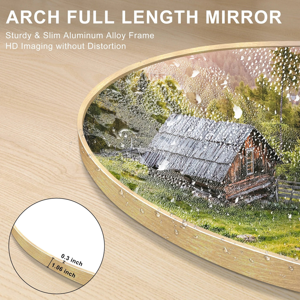 Arched Full Length Floor Mirror With Aluminum Alloy Frame - 65x22, 71x24, 71x28, 71x32