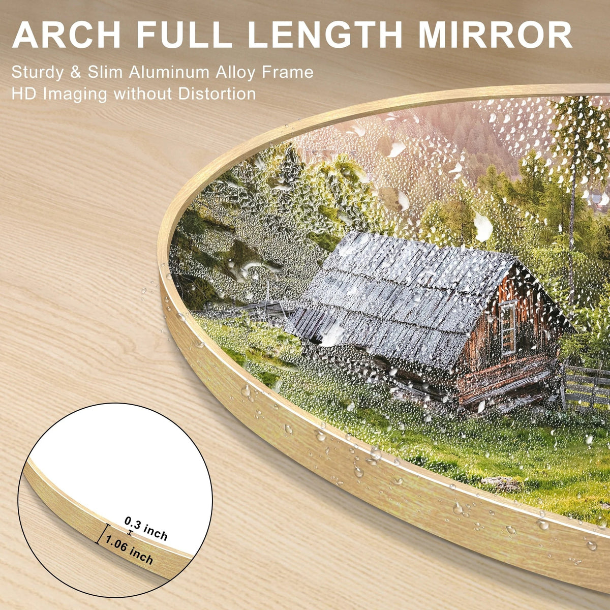 Arched Full Length Floor Mirror With Aluminum Alloy Frame - 65x22, 71x24, 71x28, 71x32