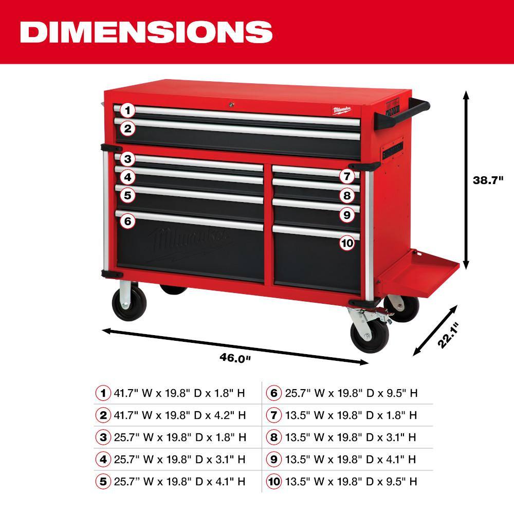 High Capacity 46 in. 18-Drawer Tool Chest And Cabinet Combo - 48-22-8546