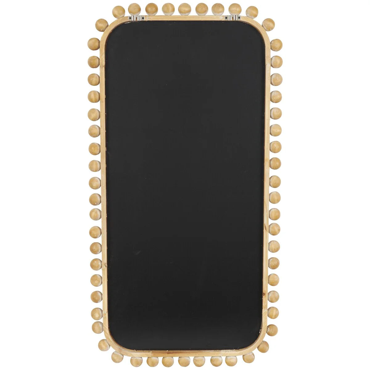 Brown Fir Wood Beaded Frame Wall Mirror 23.50in L x 1.50in W x 45.38in H