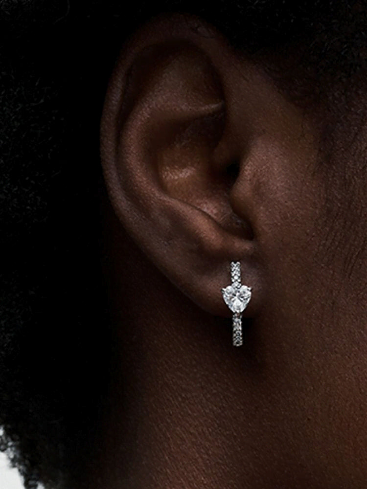 Sparkling Heart Hoop Earrings