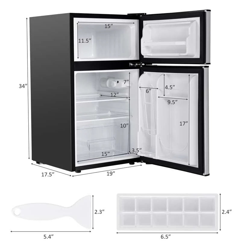 3.2 Cu. Ft. 2-Door Compact Refrigerator With Freezer - Black, Gray Or White