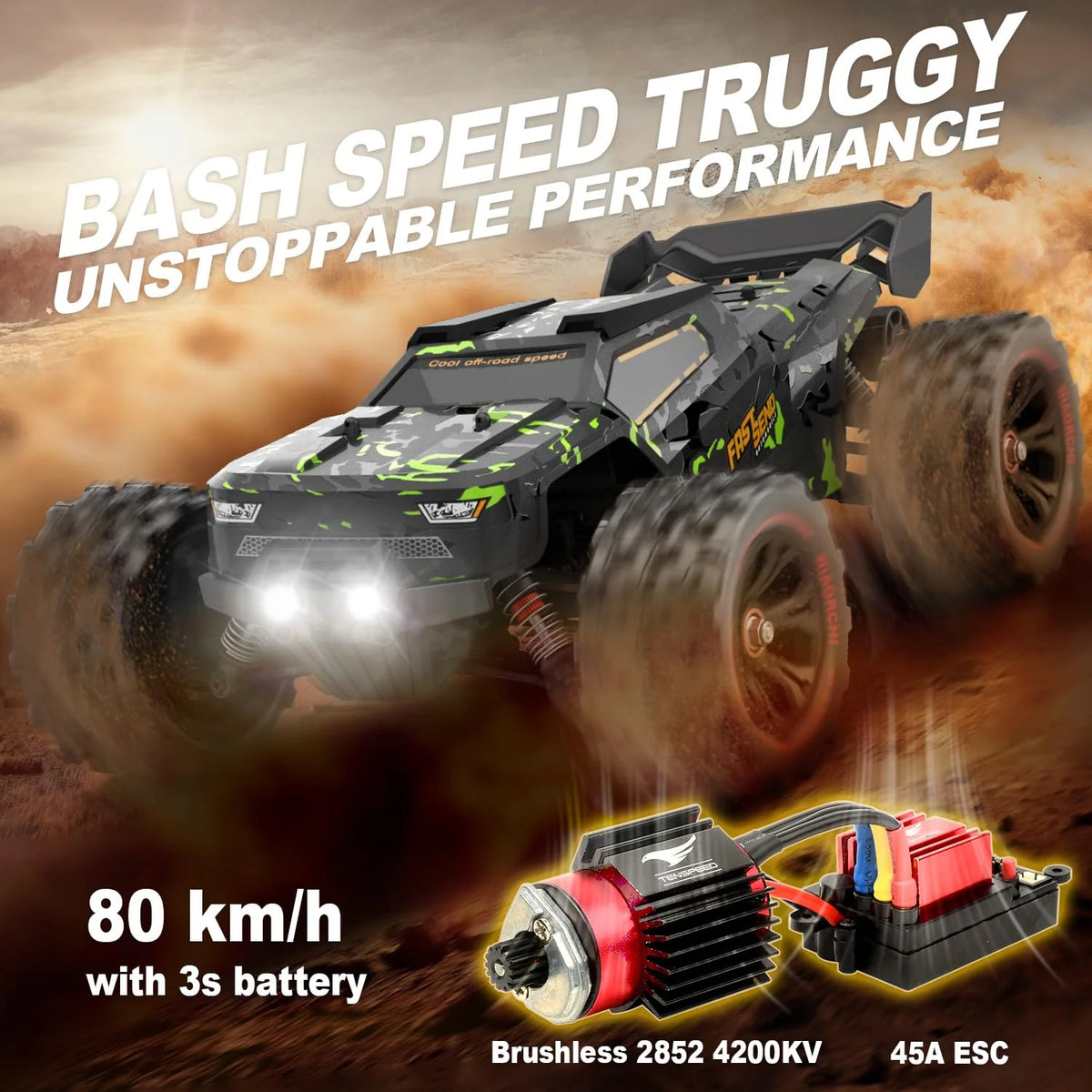 WIAORCHI 1/16 RTR Brushless RC Car 42 mph - 2 Batteries