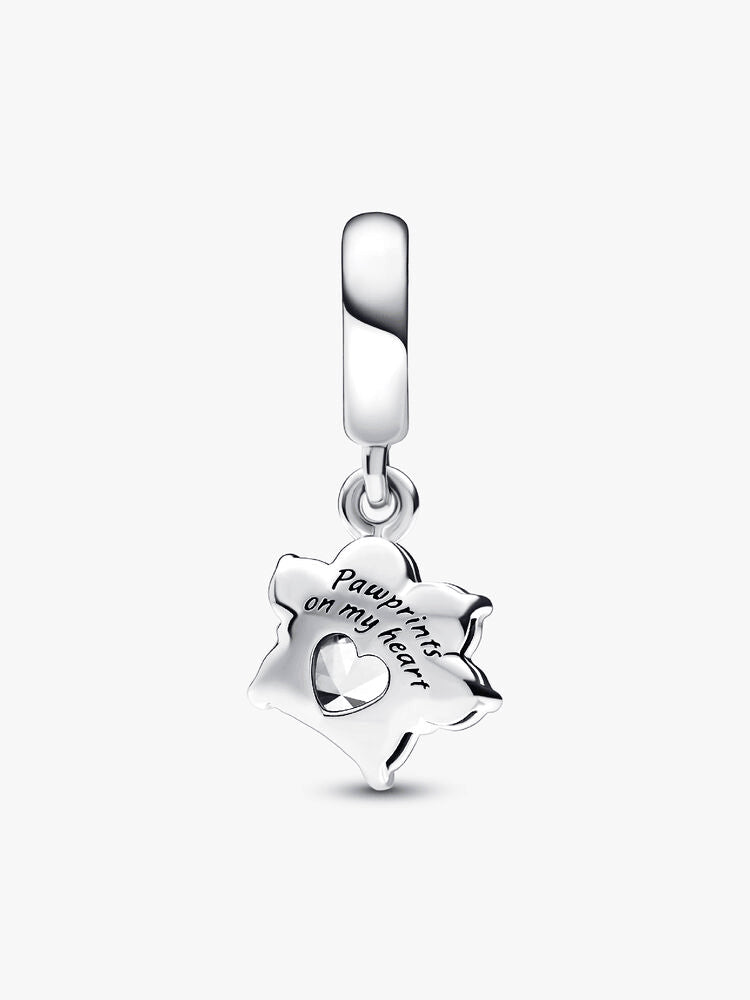 Sparkling Pet Paw Print Dangle Charm