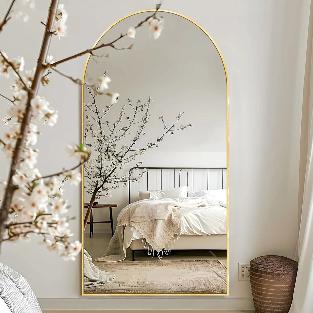 Arched Full Length Floor Mirror With Aluminum Alloy Frame - 65x22, 71x24, 71x28, 71x32