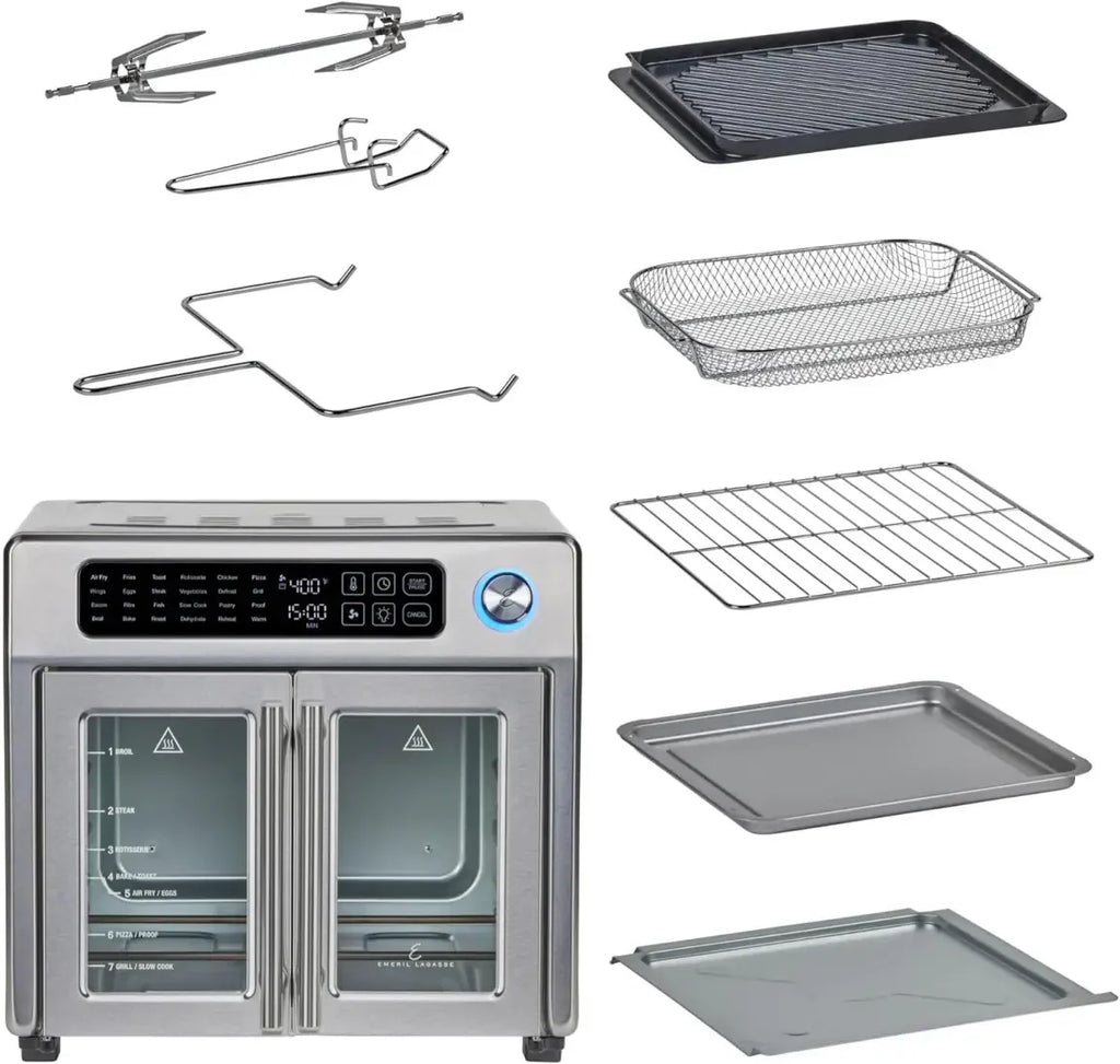 Emeril Lagasse 26 Quart Extra Large Air Fryer Convection Toaster Oven With French Doors - Stainless Steel