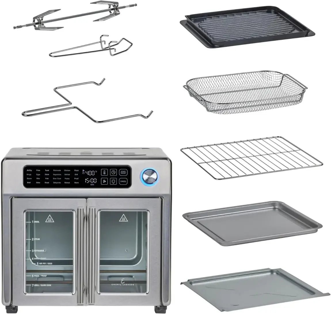 Emeril Lagasse 26 Quart Extra Large Air Fryer Convection Toaster Oven With French Doors - Stainless Steel