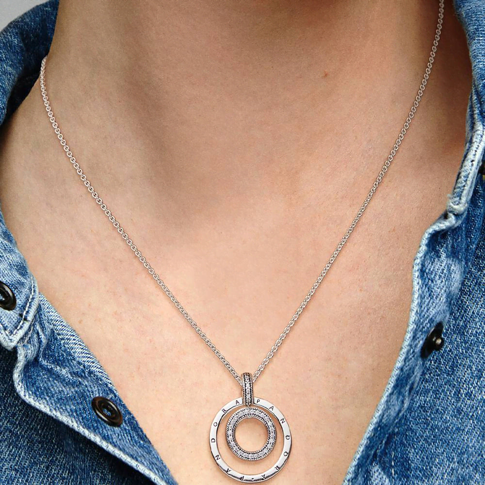FINAL SALE - Pandora Signature Pavé & Beads Pendant & Necklace