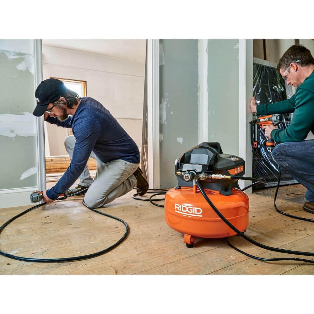 RIDGID 6 Gal. Portable Electric Pancake Air Compressor With 18GA Brad Nailer, 16GA Finish Nailer And 18GA Finish Stapler - R69603FK
