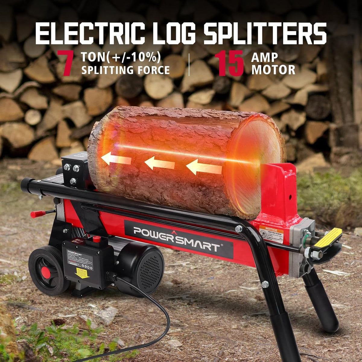 PowerSmart Electric Hydraulic Log Splitter 7-Ton, 15 Amp - DB6407