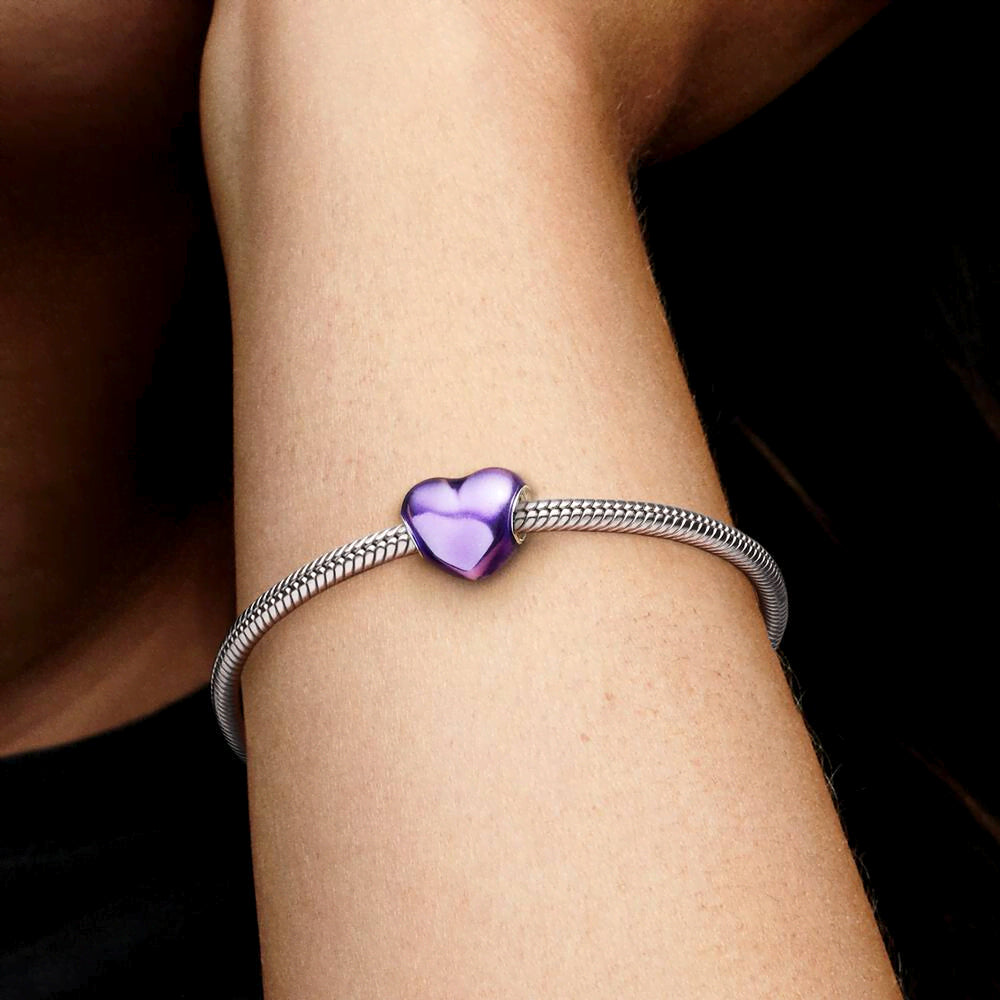 Metallic Purple Heart Charm