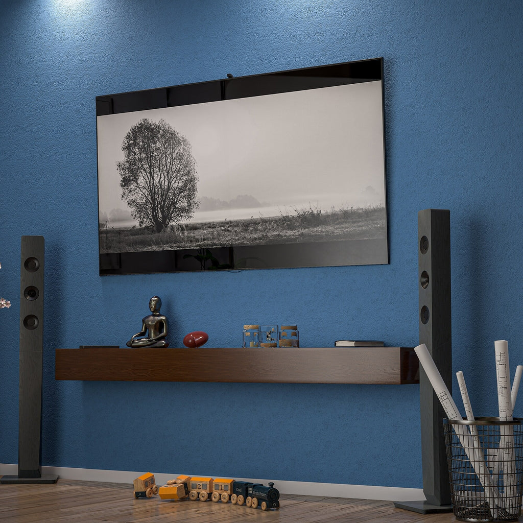 72 Inch Solid Pine Fireplace Mantel Wall-Mounted Floating Shelf - Brown