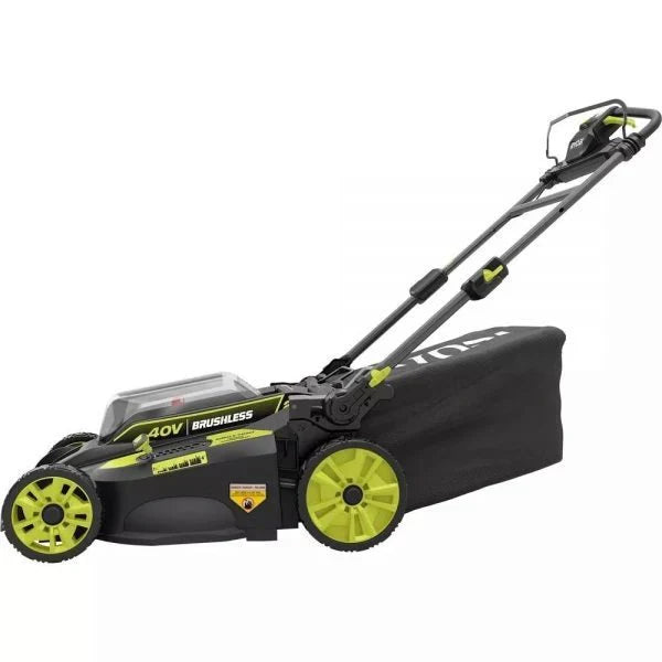 RYOBI 40V Brushless 20 in Self-Propelled Mower, String Trimmer & Leaf Blower Kit With 2 Batteries, 2 Chargers - RY401120-Y RY40270 RY40407BTLVNM