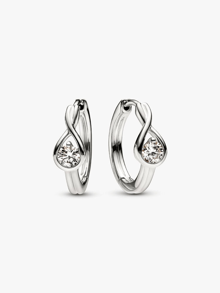 Pandora Infinite 14k White Gold Lab-grown Diamond Hoop Earrings