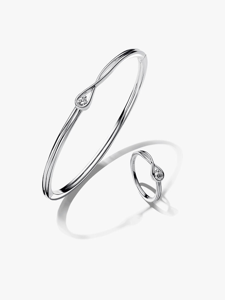 Pandora Brilliance Lab-Grown Diamond Bangle Bracelet and Ring Set 0.30 carat tw Sterling Silver